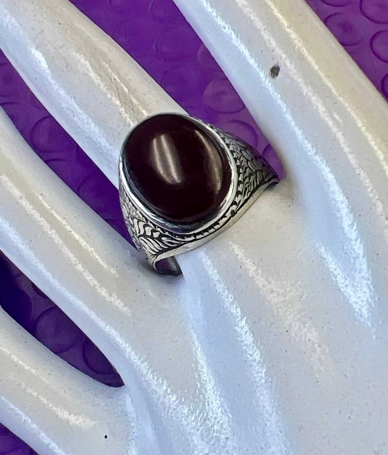 VINTAGE Men Carnelian Stone Ring Sterling Silver 925 Size 10mm US - JazzyJewelbyAmina 