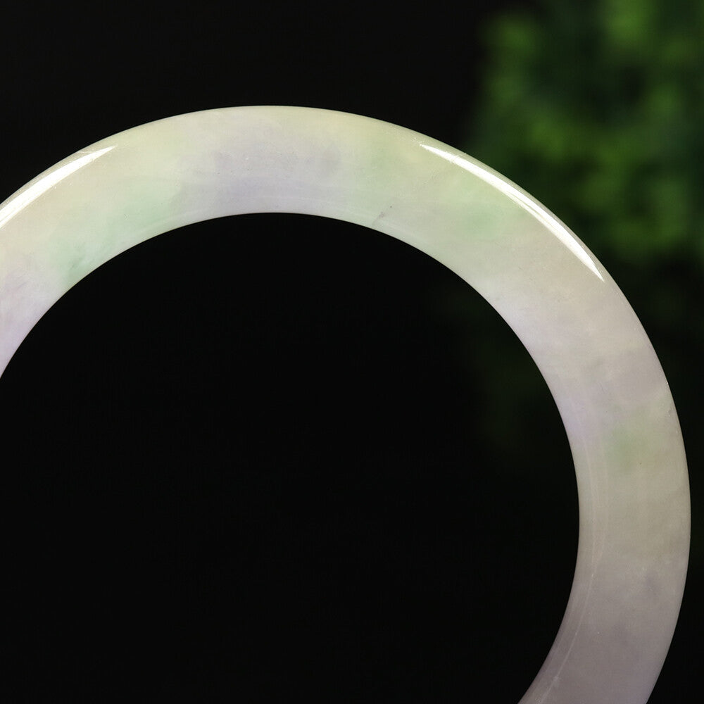 VINTAGE Large Jadeite Green White Lavender Jade Bangle Size 61mm A335 - JazzyJewelbyAmina 