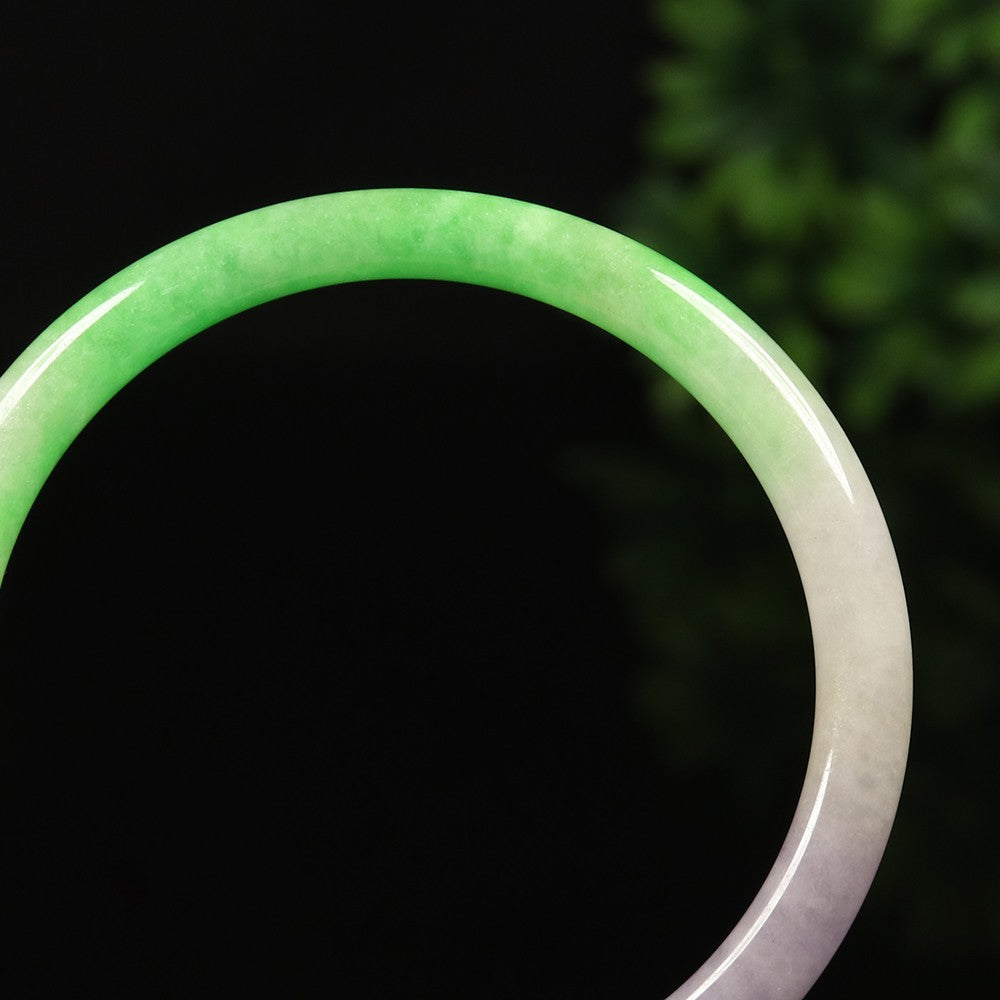 VINTAGE XS Jadeite Green/Lavender Jade Bangle Size 54 mm Round Princess Cut D151 - JazzyJewelbyAmina 