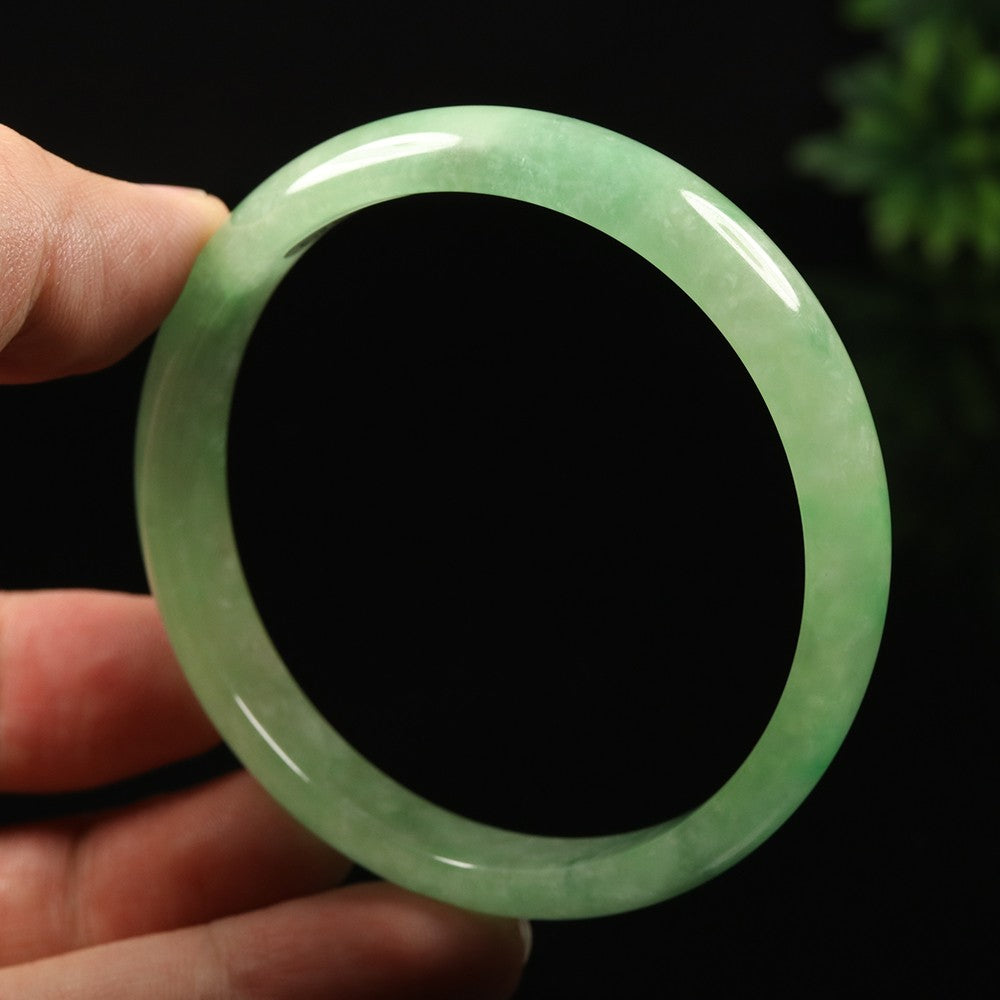 VINTAGE Medium Jadeite Green Jade Bangle Size 59mm A911 - JazzyJewelbyAmina 