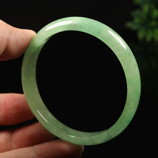 VINTAGE Medium Jadeite Green Jade Bangle Size 59mm A911 - JazzyJewelbyAmina 