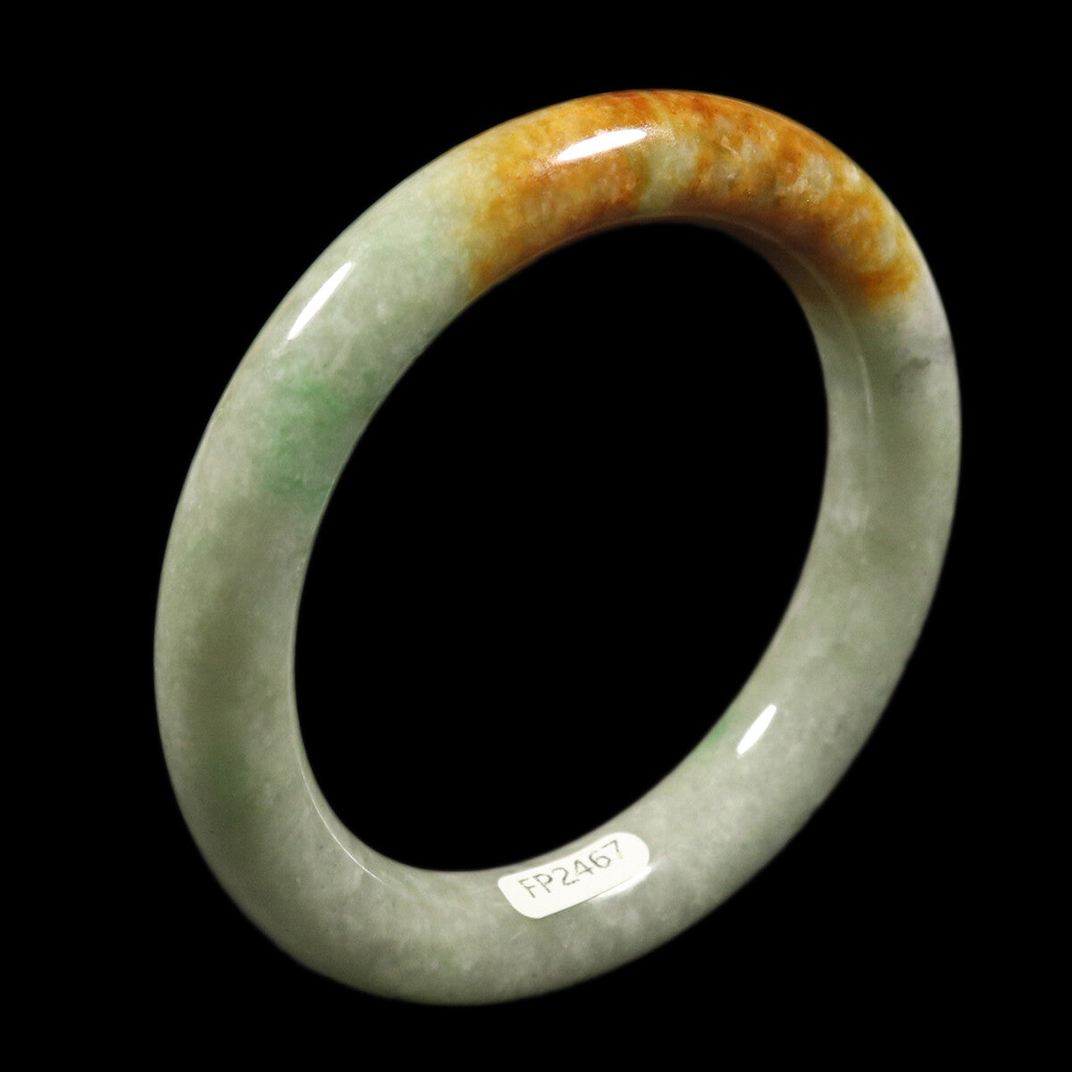 VINTAGE Medium Jadeite Green/Brown Jade Bangle Size 58mm F987 - JazzyJewelbyAmina 