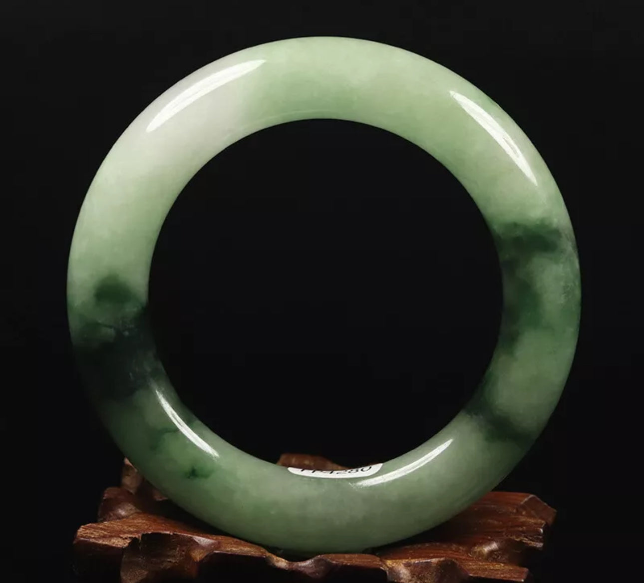 VINTAGE Small Jadeite Green Jade Bangle Round Princess Cut Size 55mm O613 - JazzyJewelbyAmina 
