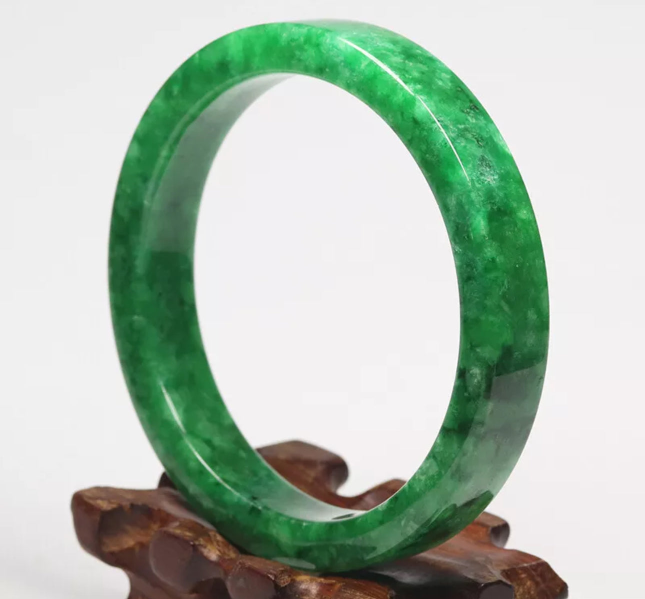 VINTAGE XXL Jadeite Green Jade Bangle Size 67mm   Chunky Square Cut A925 - JazzyJewelbyAmina 