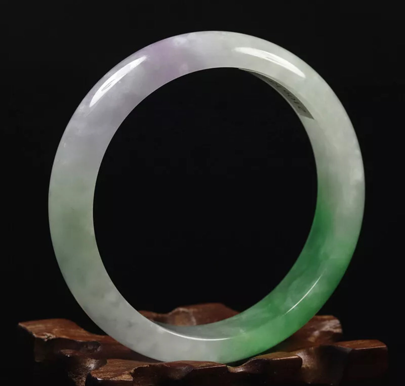 VINTAGE Medium Jadeite Green White Lavender Jade Bangle Size 59mm N749 One of a Kind Jade! - JazzyJewelbyAmina 