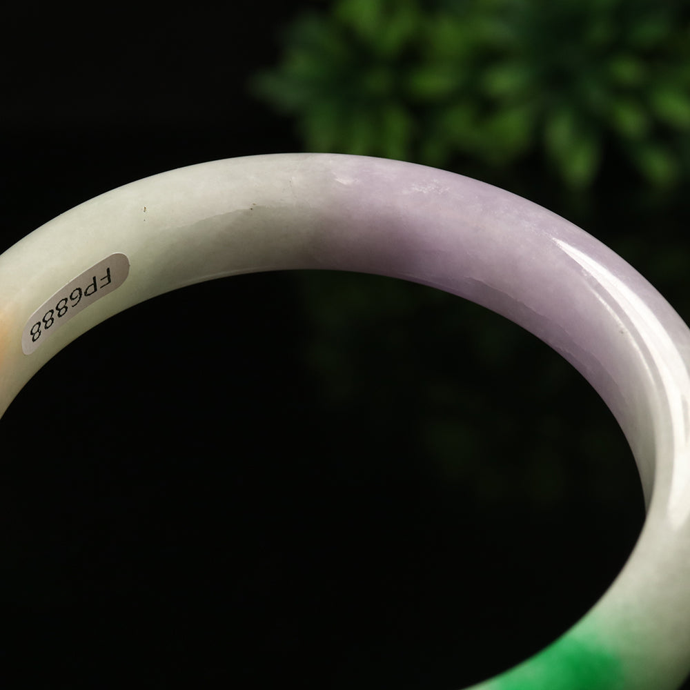 VINTAGE Large Jadeite Green/Brown/Lavender Jade Bangle-Unique Multi-Color Jade F829 - JazzyJewelbyAmina 