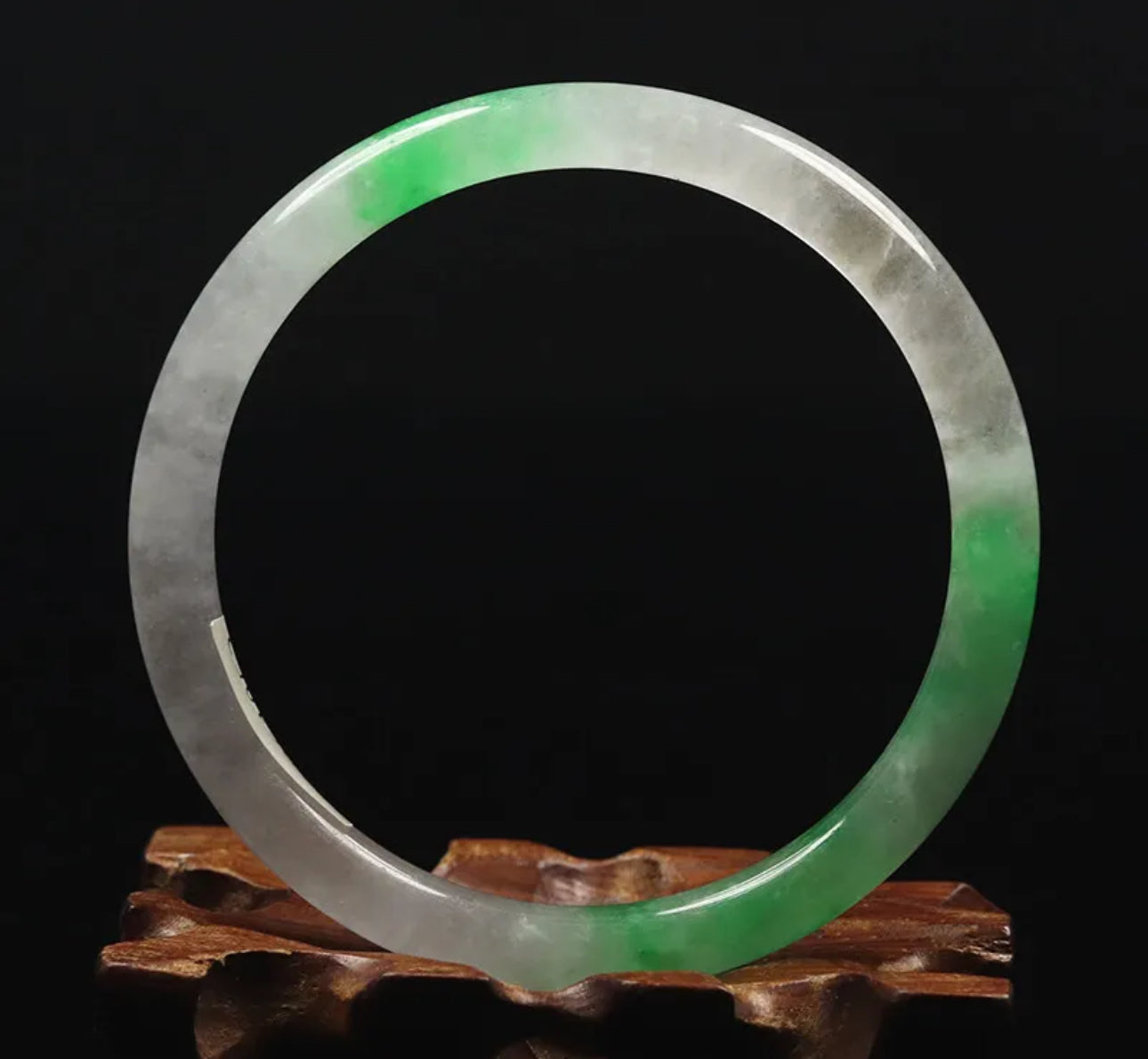 VINTAGE Medium Green/White Icy Jade Round Princess Cut Size 58mm M757 - JazzyJewelbyAmina 