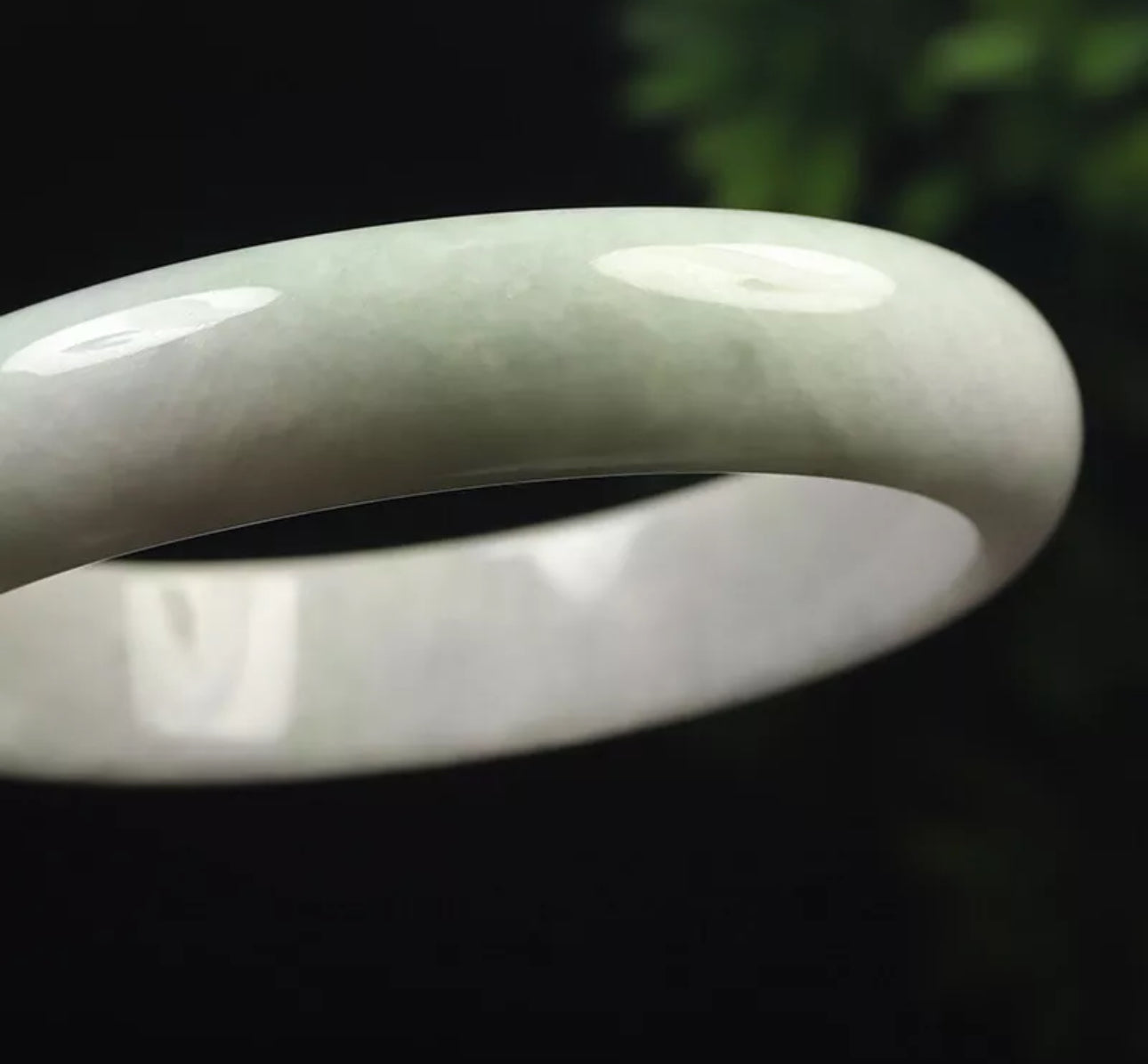 VINTAGE Large Jadeite Green Lavender Jade Bangle Certified Grade A - 100% Natural L841 - JazzyJewelbyAmina 