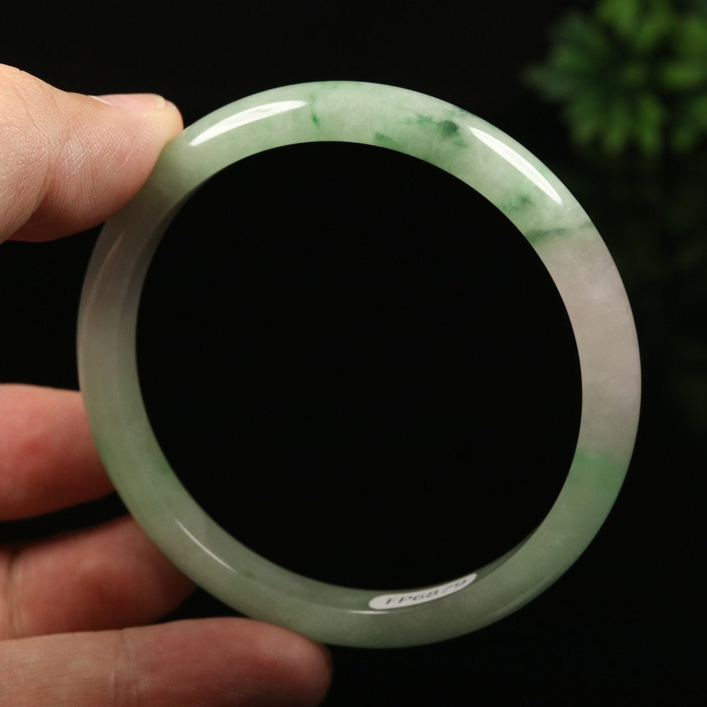 VINTAGE Lathe Jadeite Green Jade Bangle Size 59mm. Hint of Lavender! A811 - JazzyJewelbyAmina 