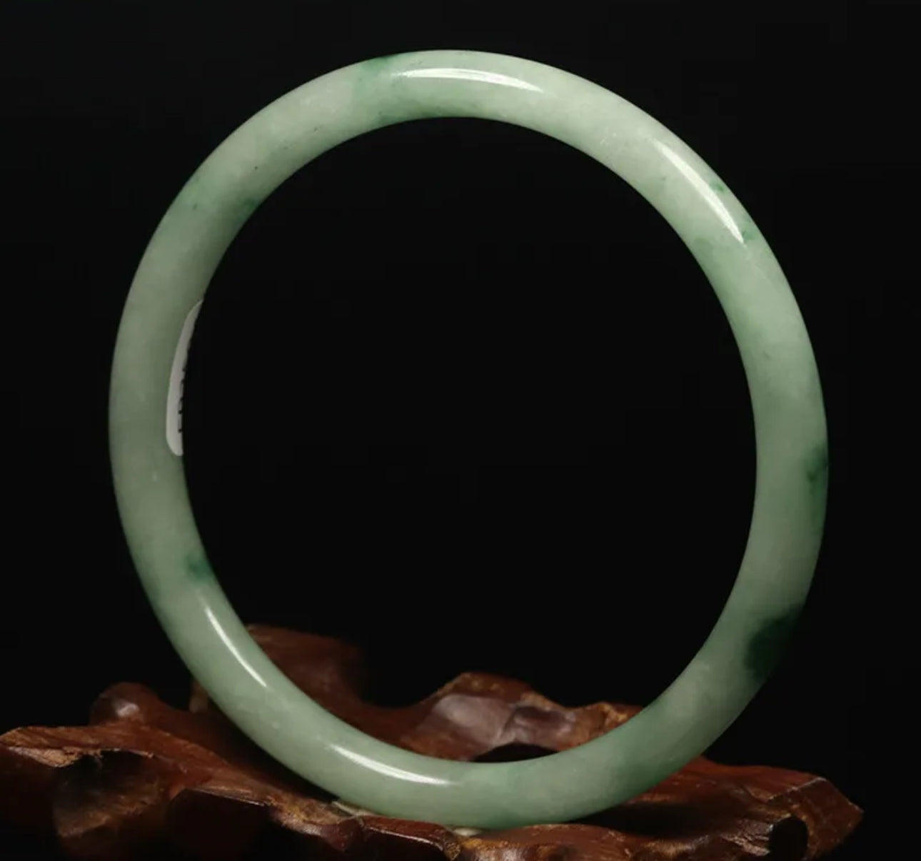 VINTAGE Medium Jadeite Green Jade Bangle from Burma - Round Princess Cut Size 59mm M061 - JazzyJewelbyAmina 