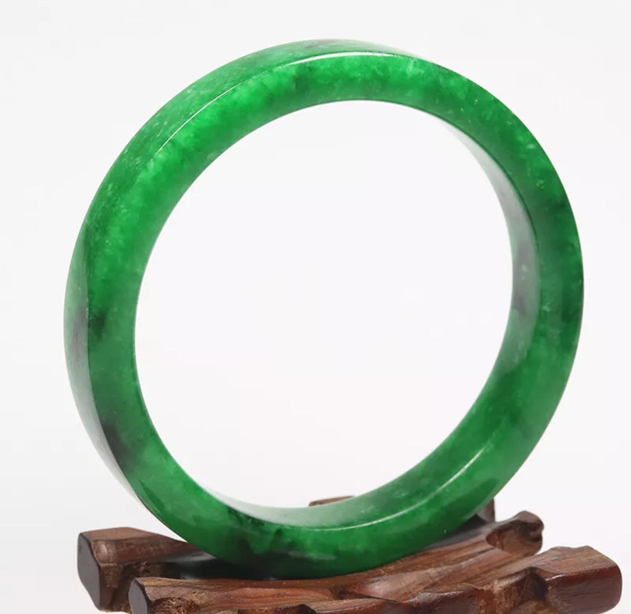 VINTAGE XXL Jadeite Emerald Green Jade A bangle Square Cut Size 67mm N907 - JazzyJewelbyAmina 