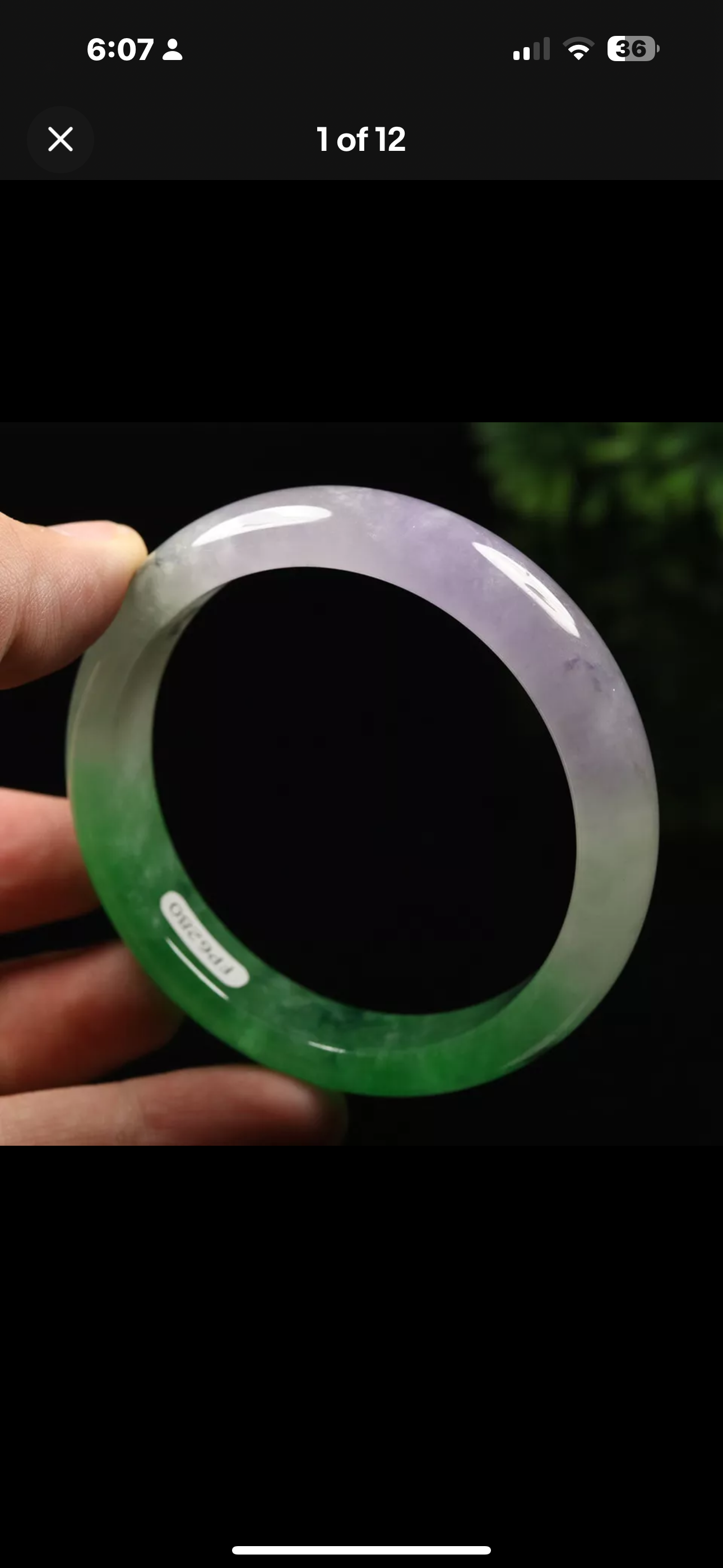 VINTAGE Large Jadeite Green/Lavender Jade Bangle Size 60mm N613 - JazzyJewelbyAmina 
