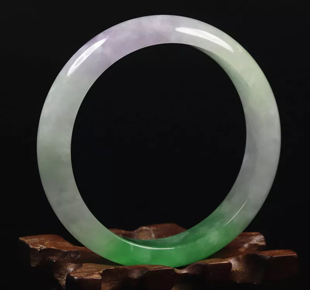 VINTAGE Medium Jadeite Green White Lavender Jade Bangle Size 59mm N749 One of a Kind Jade! - JazzyJewelbyAmina 