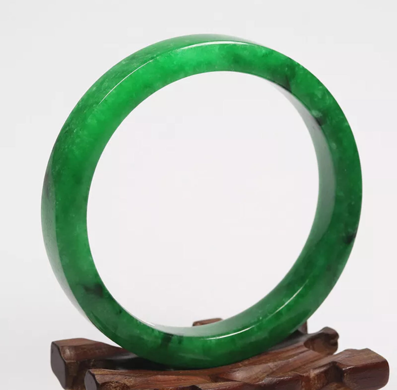 VINTAGE XXL Jadeite Emerald Green Jade A bangle Square Cut Size 67mm N907 - JazzyJewelbyAmina 