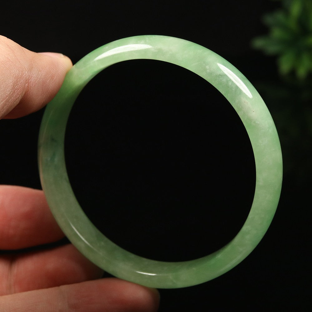 VINTAGE Medium Jadeite Green Jade Bangle Size 59mm A911 - JazzyJewelbyAmina 