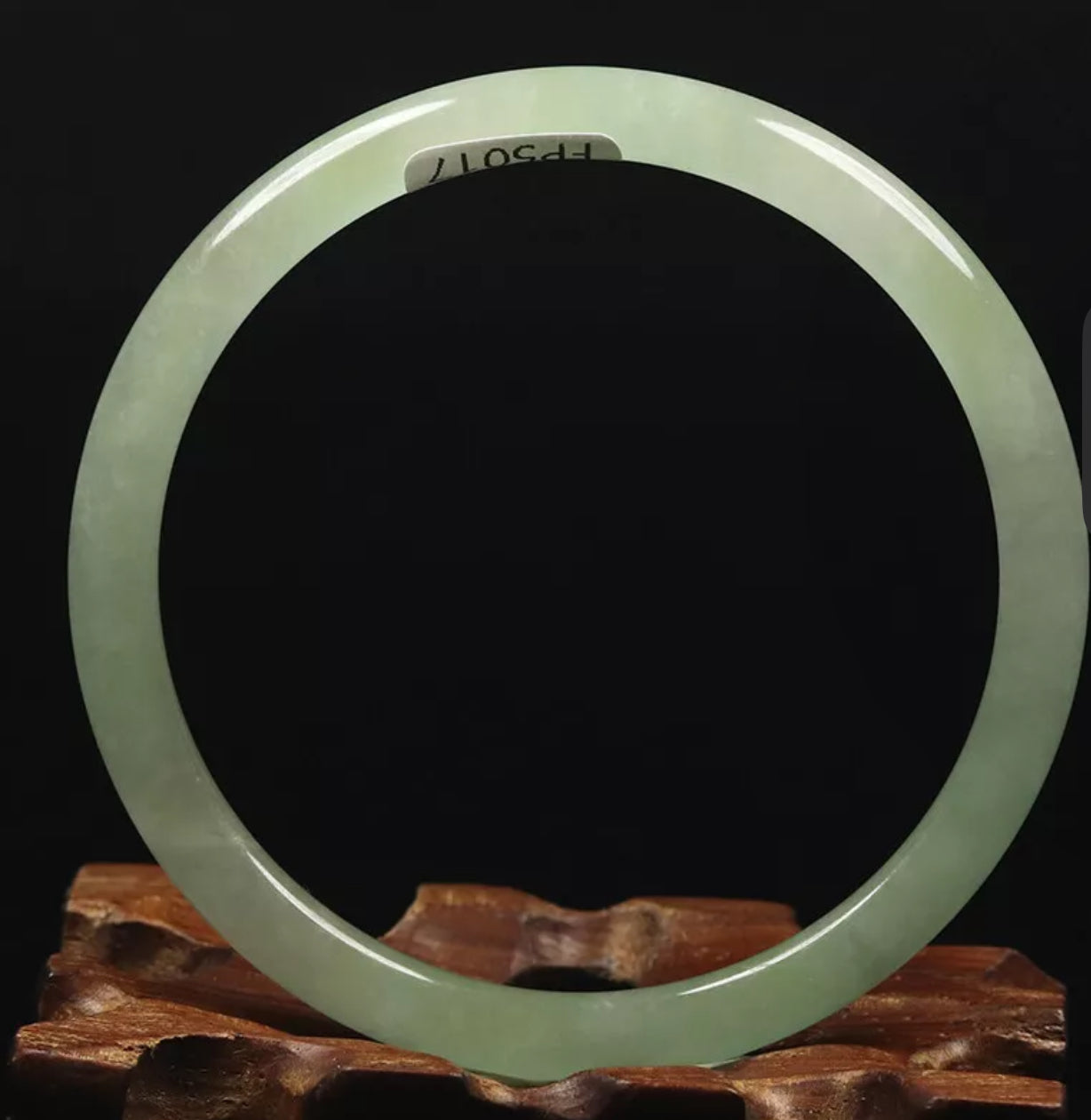 VINTAGE Medium Jadeite Green Icy Jade Bangle Size 57mm Round Princess Cut U087 - JazzyJewelbyAmina 