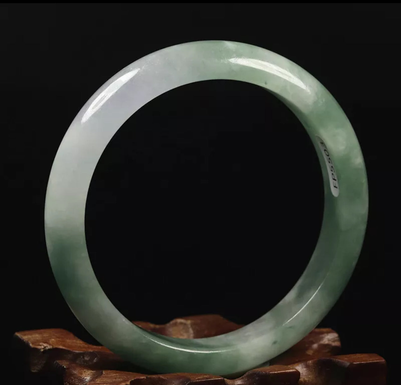 VINTAGE Medium Jadeite Green/White Jade Bangle Size 59mm O1059 - JazzyJewelbyAmina 