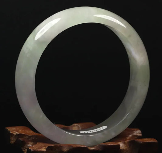 VINTAGE Medium Jadeite Green Jade Bangle White Lavender - Some Ivy - A187 - JazzyJewelbyAmina 