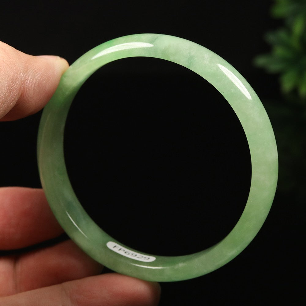 VINTAGE Medium Jadeite Green Jade Bangle Size 59mm A911 - JazzyJewelbyAmina 