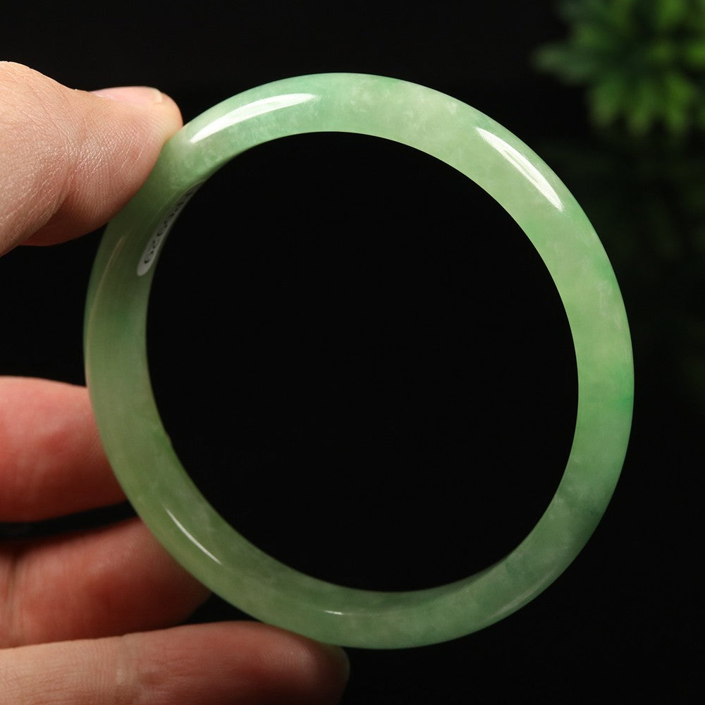 VINTAGE Medium Jadeite Green Jade Bangle Size 59mm A911 - JazzyJewelbyAmina 