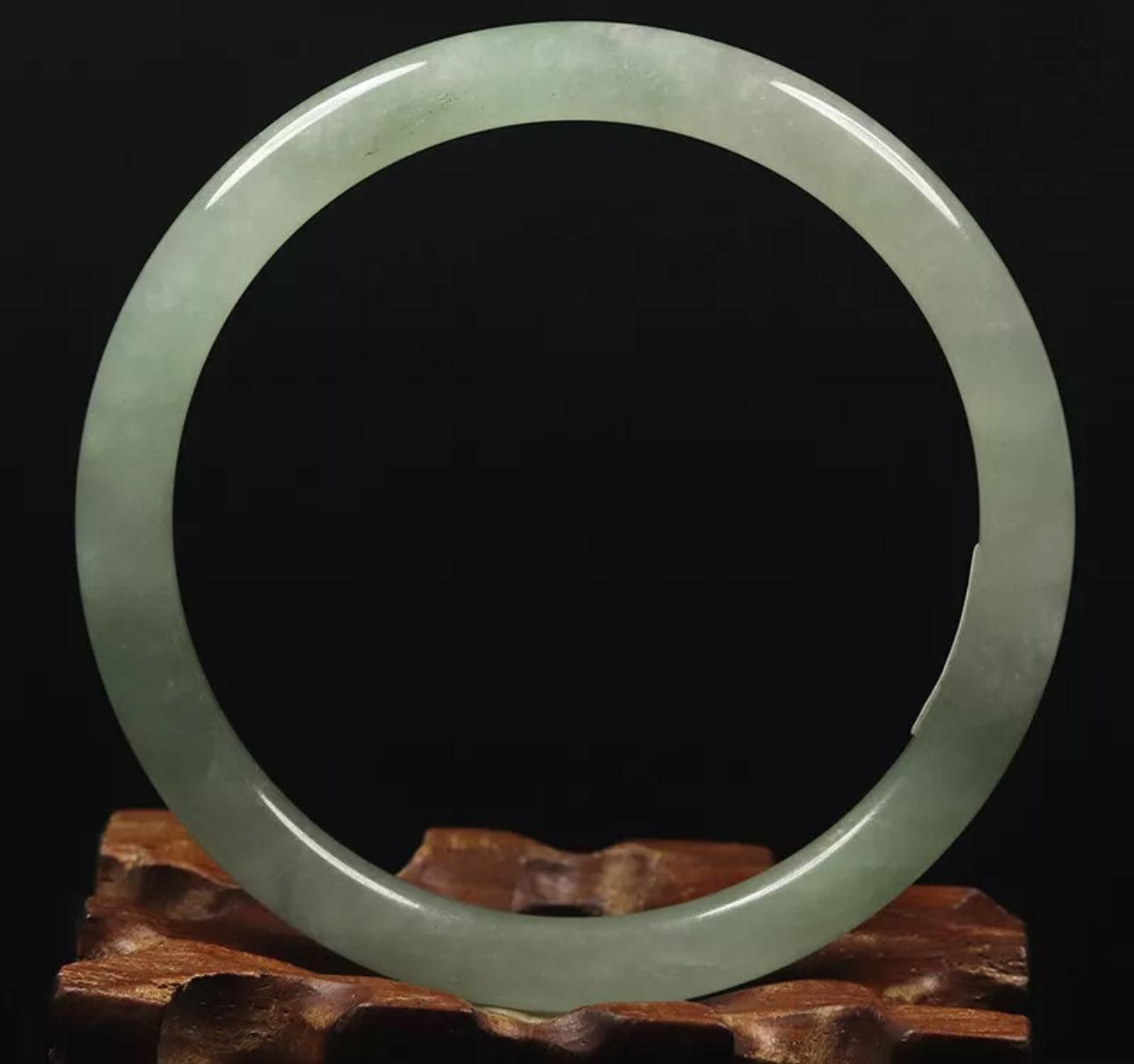 VINTAGE Medium Jadeite Green Jade Bangle Size 59mm Round Princess Thin Cut O485 - JazzyJewelbyAmina 