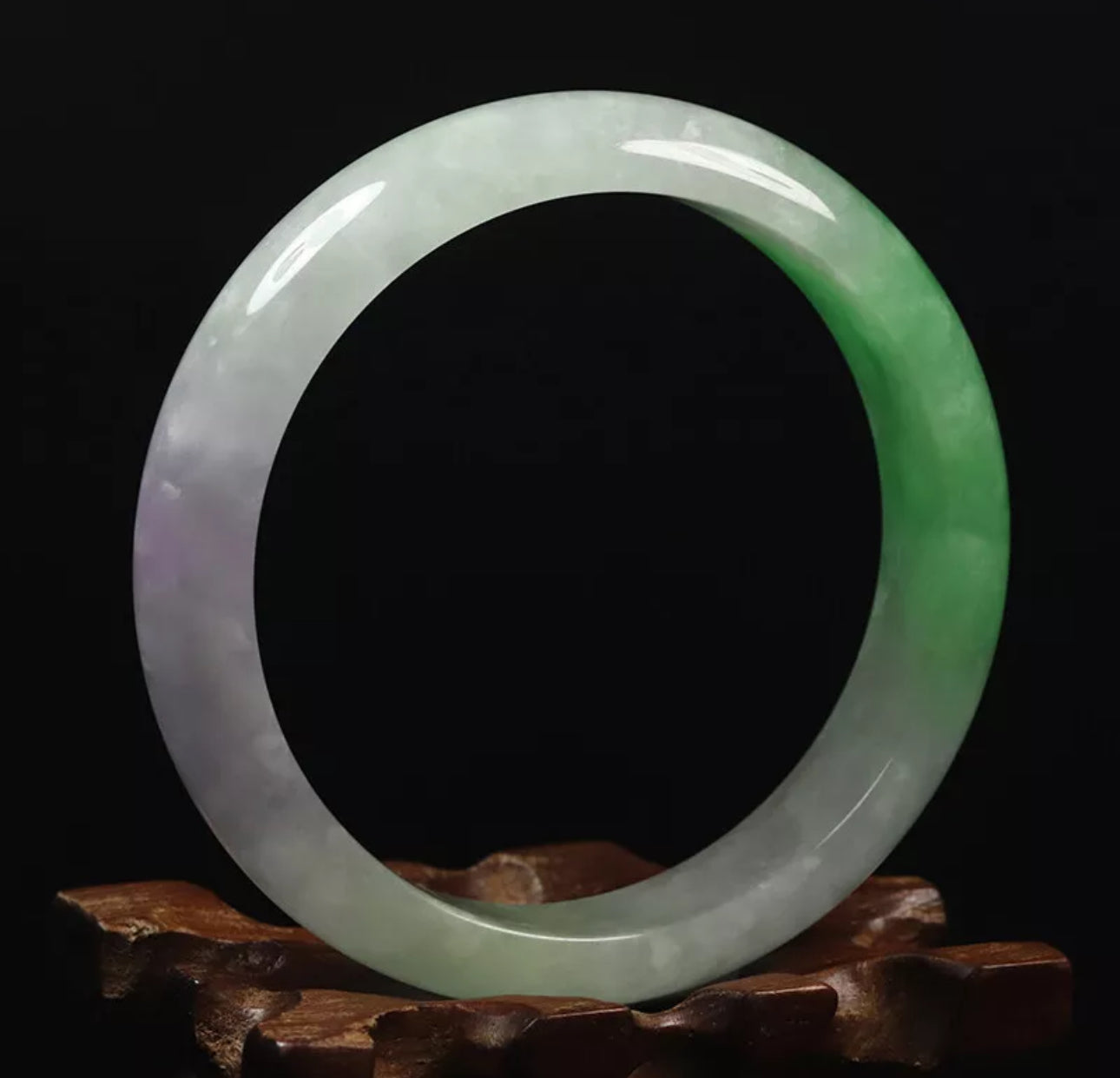 VINTAGE Medium Jadeite Green White Lavender Jade Bangle Size 59mm N749 One of a Kind Jade! - JazzyJewelbyAmina 