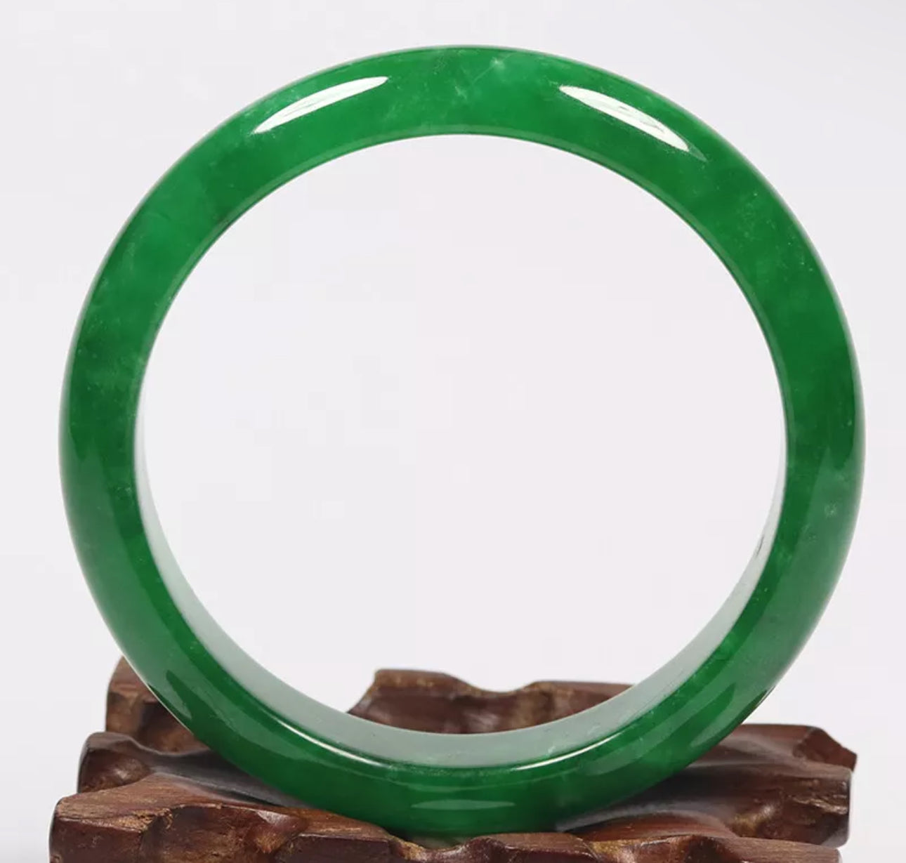 VINTAGE Medium Jadeite Green Jade Bangle Size 58mm Imperial Green Jade! Y181 - JazzyJewelbyAmina 