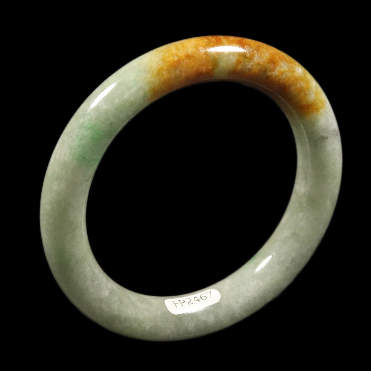 VINTAGE Medium Jadeite Green/Brown Jade Bangle Size 58mm F987 - JazzyJewelbyAmina 