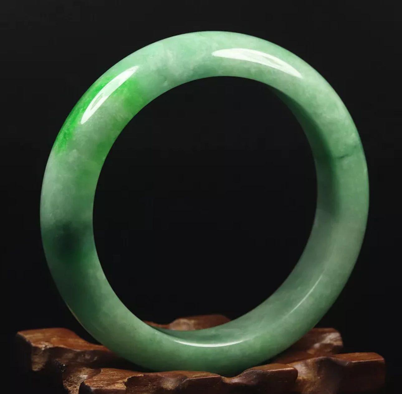 VINTAGE Medium Jadeite Green Jade Bangle Size 59mm U647 Pop Imperial Green! - JazzyJewelbyAmina 