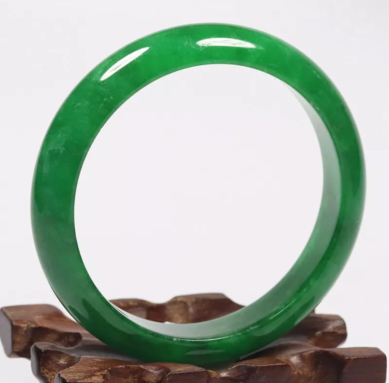 VINTAGE Medium Jadeite Green Jade Bangle Size 58mm Imperial Green Jade! Y181 - JazzyJewelbyAmina 