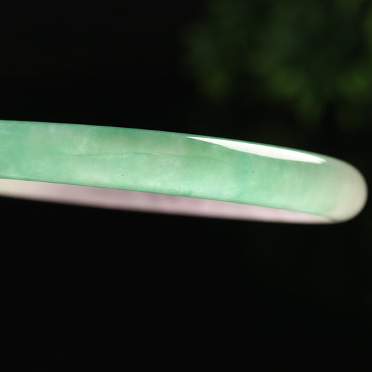 VINTAGE Small Jadeite Green/Lavender Jade Bangle Size 56 MM Round Princess Cut G093 - JazzyJewelbyAmina 