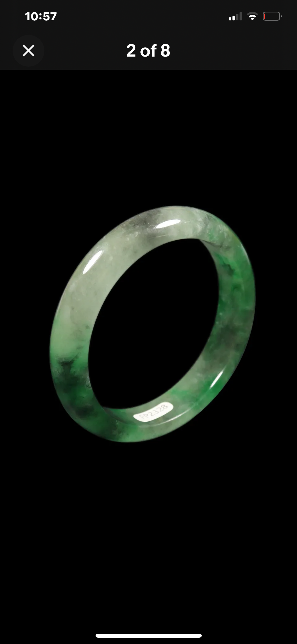 VINTAGE Medium Jadeite Green/White/Black Jade Size 58.5mm F709 - JazzyJewelbyAmina 