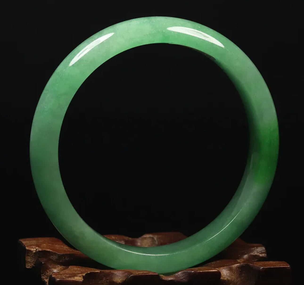 VINTAGE Large Jadeite Green Jade Bangle Size 60mm A631 Pop Green! - JazzyJewelbyAmina 