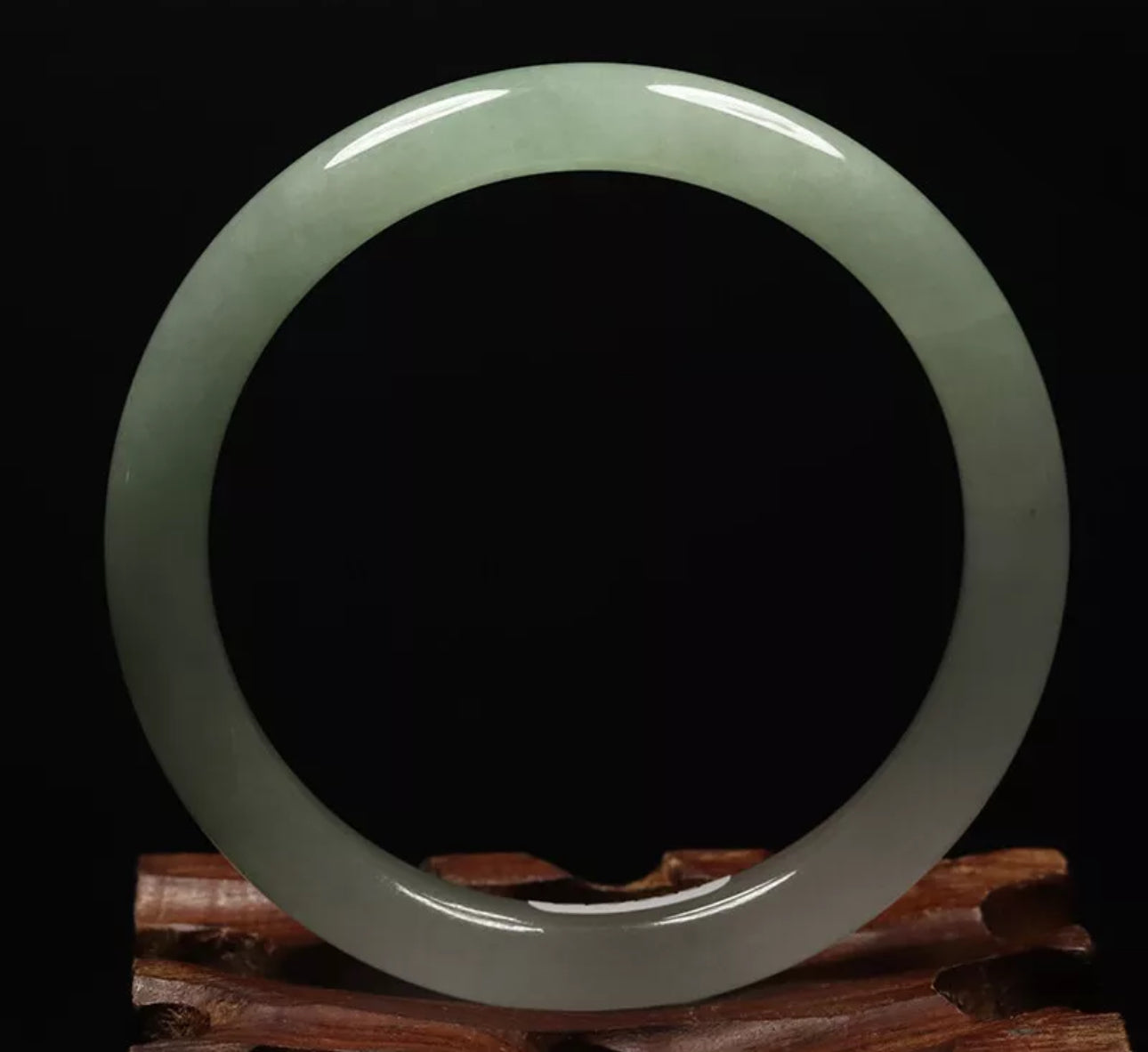 VINTAGE Small Jadeite Green Jade Bangle Size 56mm Round Princess Cut O279 - JazzyJewelbyAmina 