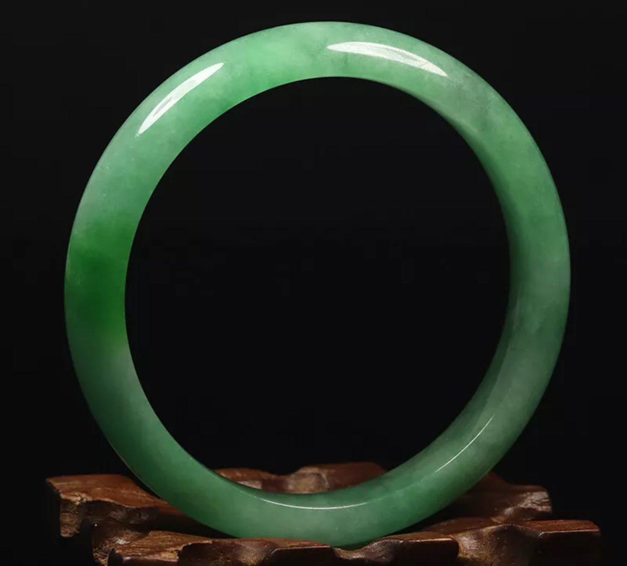 VINTAGE Large Jadeite Green Jade Bangle Size 60mm A631 Pop Green! - JazzyJewelbyAmina 