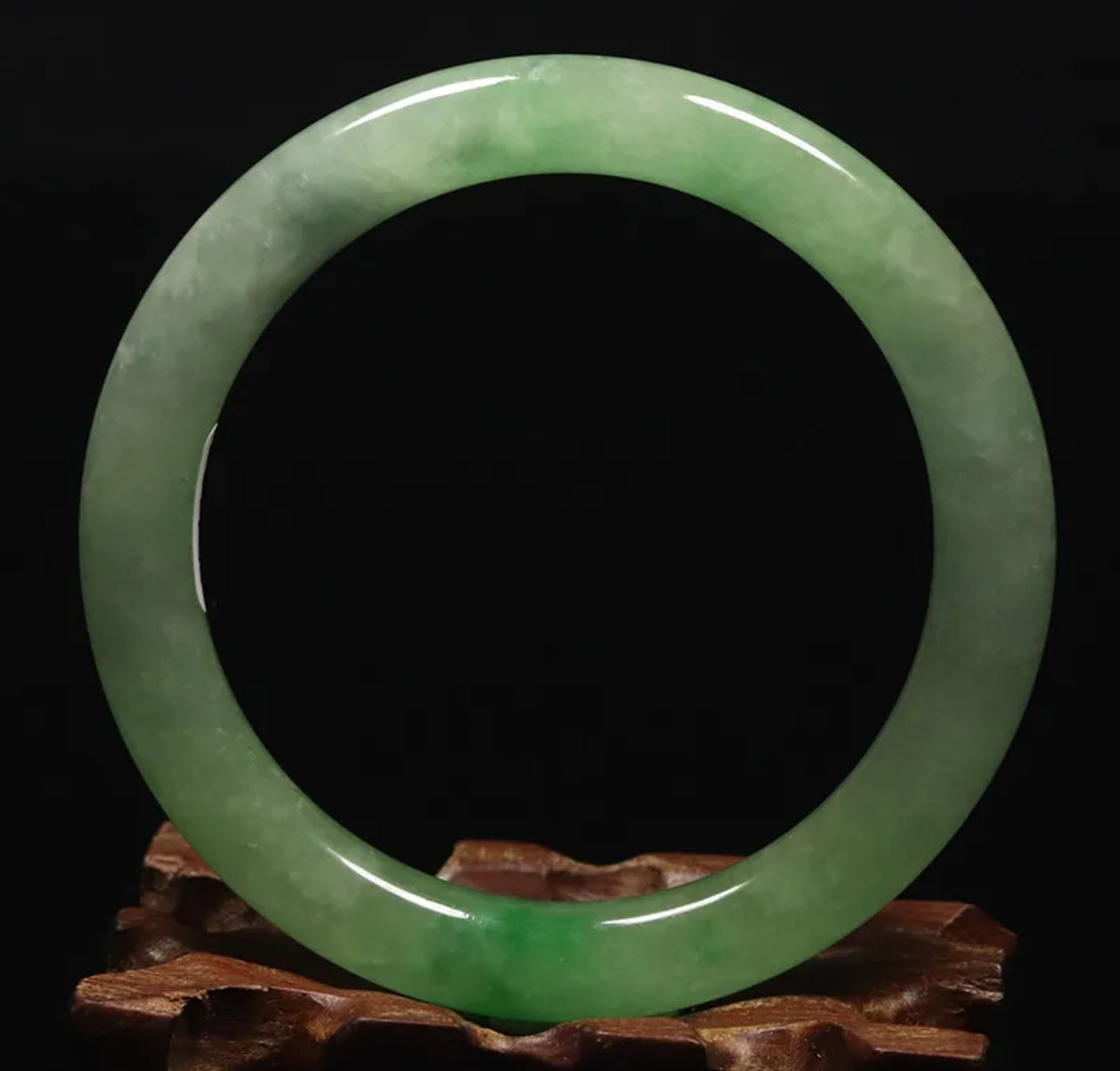 VINTAGE Medium Jadeite Green Jade Bangle Size 57mm Round Princess Cut M427 - JazzyJewelbyAmina 
