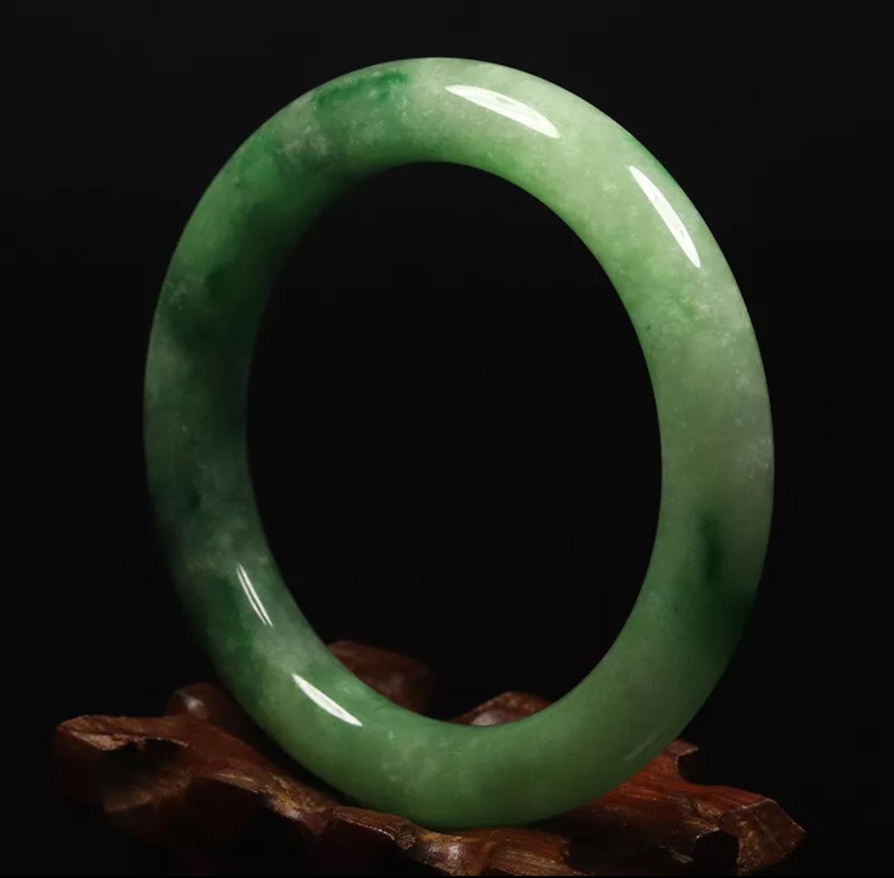 VINTAGE Medium Jadeite Green Jade Bangle Size 59mm D357 - JazzyJewelbyAmina 