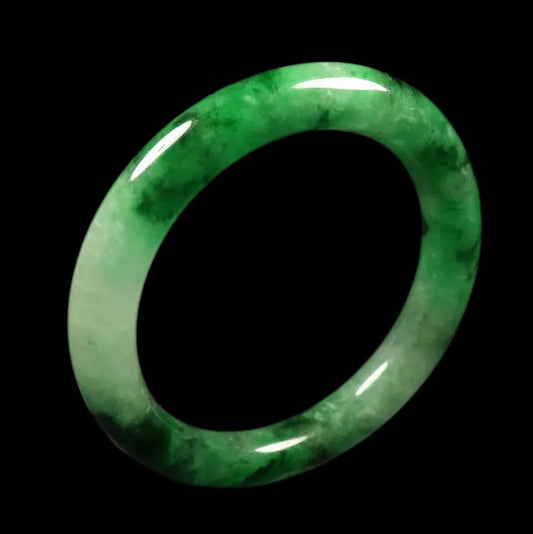 VINTAGE Large Jadeite Green Jade Bangle Size 61mm Round Chunky Cut! A319 - JazzyJewelbyAmina 