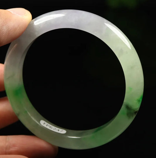 VINTAGE Large Jadeite Green Jade Bangle Size 57mm Y547 - JazzyJewelbyAmina 