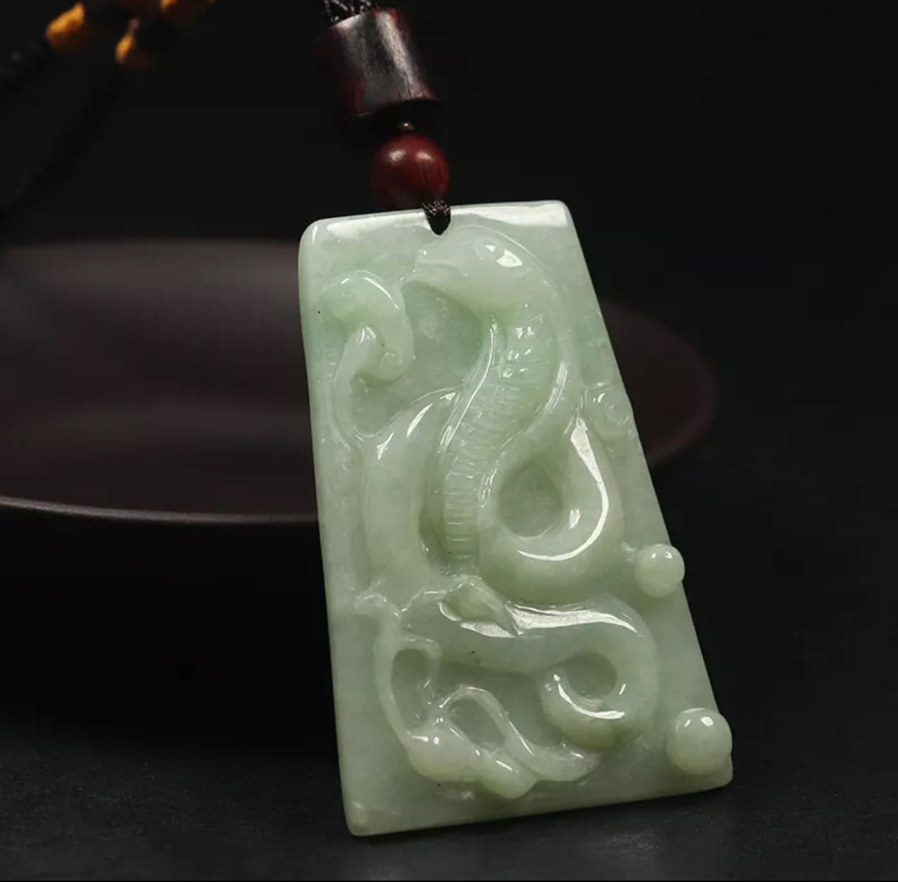 VINTAGE Jadeite Green Jade Snake Pendant Chinese Zodiac 2025 Year of the Wood Snake D913 - JazzyJewelbyAmina 