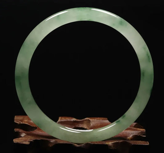 VINTAGE Medium Jadeite Green Jade Bangle Size 59mm  Round Princess Cut A37 - JazzyJewelbyAmina 