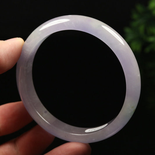 VINTAGE Large Jadeite Lavender Jade Bangle Size 62 mm Hint of Green Jade M431 - JazzyJewelbyAmina 
