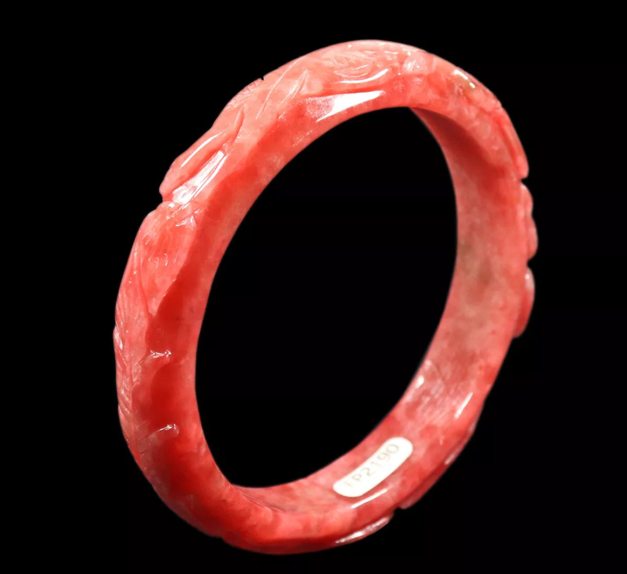 VINTAGE Large Jadeite Red Jade Bangle Hand Carved Dragon Phoenix Size 62mm D433 - JazzyJewelbyAmina 