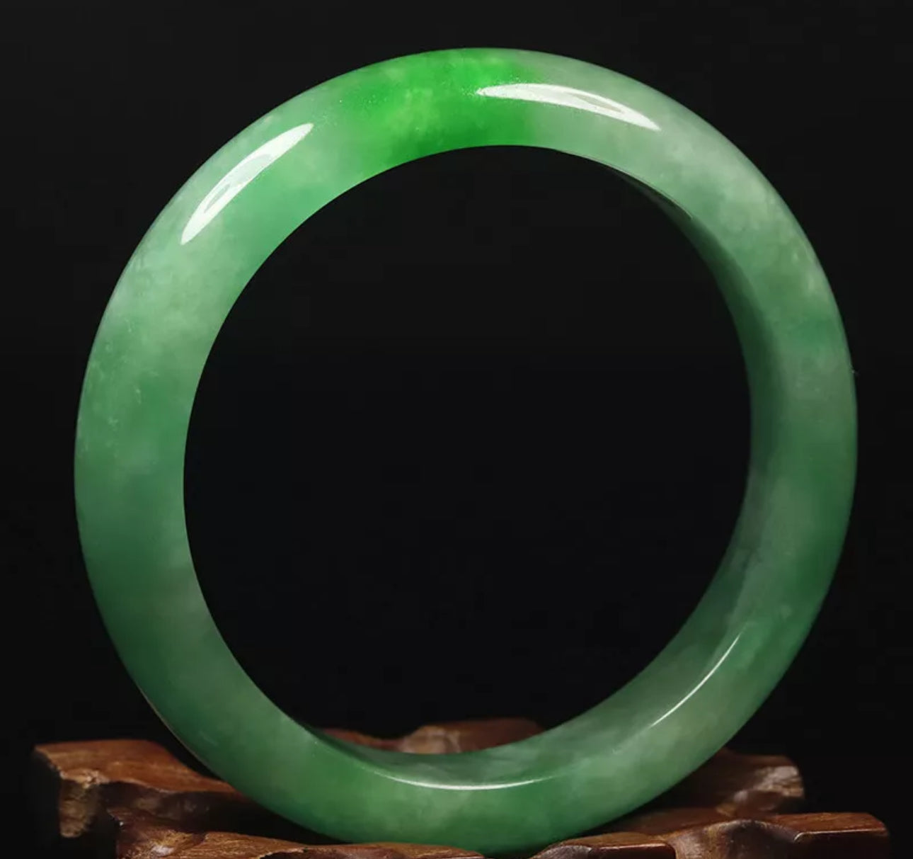 VINTAGE Medium Jadeite Green Jade Bangle Size 59mm O629 - Pop Green! - JazzyJewelbyAmina 