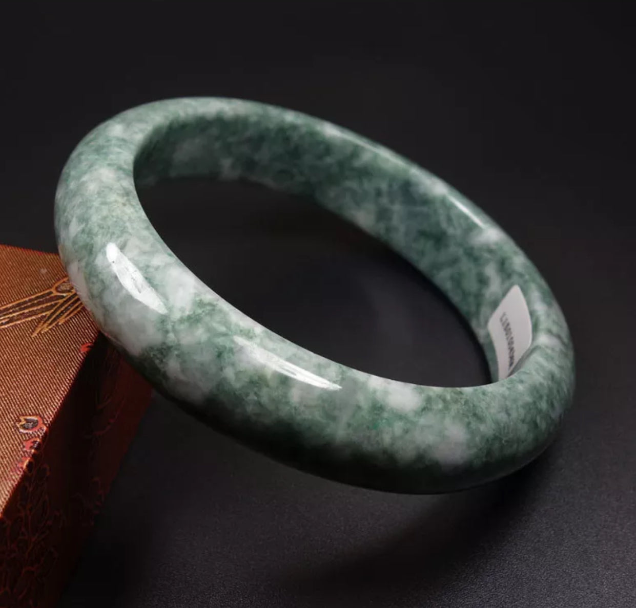 VINTAGE Large Certified Jadiete Green/White Jade Bangle Size 61mm U045