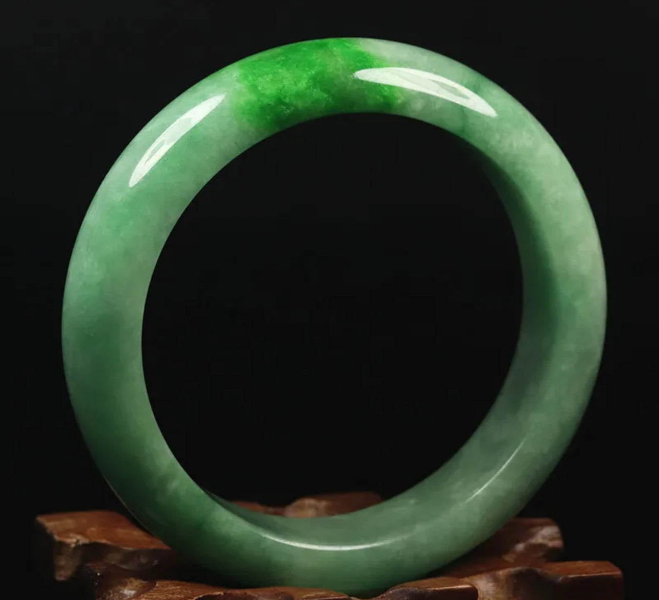 VINTAGE Medium Jadeite Green Jade Bangle Size 59mm U647 Pop Imperial Green! - JazzyJewelbyAmina 