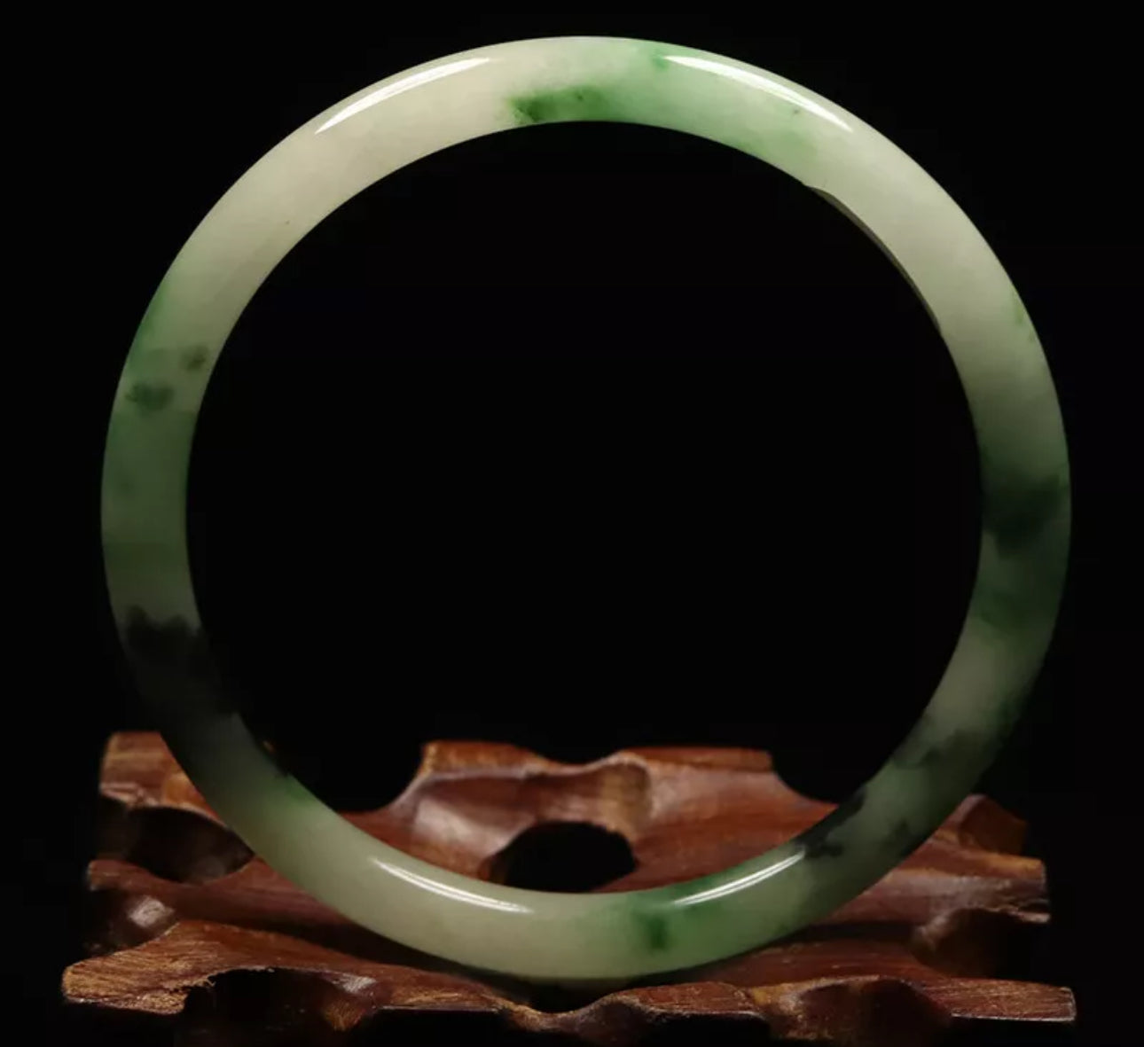 VINTAGE Medium Jadeite Green Jade Bangle Size 59mm Round Princess Cut N035 - JazzyJewelbyAmina 