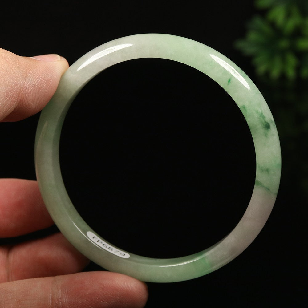 VINTAGE Lathe Jadeite Green Jade Bangle Size 59mm. Hint of Lavender! A811 - JazzyJewelbyAmina 