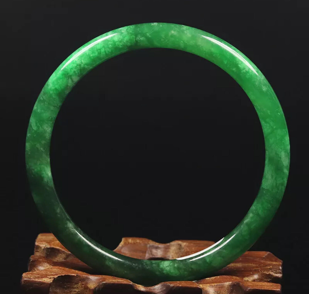 VINTAGE Small Jadeite Green Jade Bangle Size 59mm Round Princess Thin Cut Emerald Green! Y983 - JazzyJewelbyAmina 