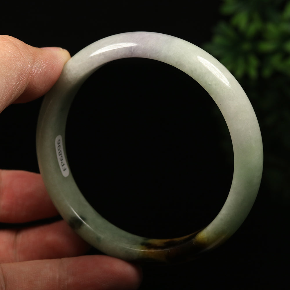 VINTAGE Large Jadeite Green/Brown/Lavender Jade Bangle Size 63mm J845 - JazzyJewelbyAmina 